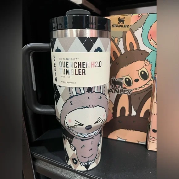 Stanley cup Quencher H2.0 Tumbler with Labubu Design Black Handle - Picture 2 of 2